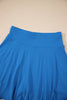 Blue A-line Draped High Waist Phone Pocket Lined Skort