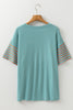 Red Dahlia Color Block Striped Detail Loose T Shirt