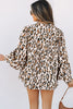 Jet Stream Oversized Leopard Print Balloon Sleeve Casual Shirt