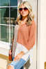 Chestnut Color Block Knit V Neck Loose Sweater