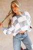 Fiery Red Checkered Bishop Sleeve Sweater