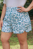 Beau Blue Plus Size Leopard Elastic Waist Athletic Shorts
