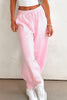 Light Pink Drawstring Waist Patchwork Solid Color Jogger Pants