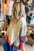 White Color Block Striped Patchwork Dolman Slit Sweatshirt