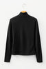 Black Slim Fit High Neck Long Sleeve Basic Top