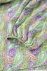 Green Boho Paisley Print Half Puff Sleeve Blouse