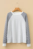Black Stripe Raglan Patchwork Long Sleeve Tee