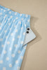 Green Polka Dot Print Color Block Trim Mock Neck Short Set