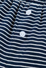 Blue Stripe Drop Shoulder Round Neck Long Sleeve Tee and Buttoned Shorts 2pcs Lounge Set