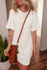 White Drop Shoulder Crew Neck Shift T Shirt Dress