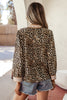 Khaki Contrast Striped Trim V Neck Leopard Shirt