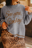 Coffee See You Cowboy Embroidered Western Graphic Sweater