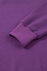 Orchid Mist Solid Color Raw Seam Patchwork Ribbed Drop Shoulder Sweatshirt