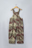 Green Camouflage Print Leopard Detail Loose Denim Overall Cropped Jumpsuit