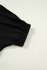 Black Dolman Half Sleeve Leopard Patchwork Trim V Neck Blouse
