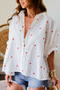 White Little Stars Printed Loose Half Sleeve Loose Shirt