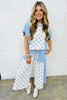 Green Color Block Patchwork Polka Dot Wide Leg Pant Set