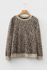 Khaki Ribbed Trim Leopard Print Long Sleeve Top