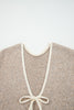 Pale Khaki Tied Front Drop Shoulder Chunky Casual Cardigan