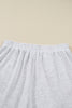 Light Grey Girly Bow Embroidered Puff Sleeve Pullover Loose Shorts Plus 2pcs Outfit
