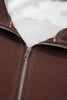 Brown Stripe Patchwork Polka Dot Accent Quarter Zip Long Sleeve Top
