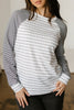 Black Stripe Raglan Patchwork Long Sleeve Tee