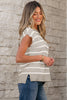 Parchment Side Slits Crewneck Short Sleeve Sweater Tee