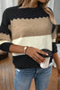 Black Colorblock Crew Neck Drop Shoulder Sweater