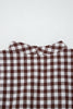 Coffee Plaid Print Full Zipper Cinched Waist Fit Flare Sleeveless Maxi Dress