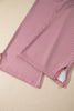 Fushia Raw Seam Patchwork Long Sleeve Top Pocket Casual Pants 2pcs Set