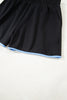 Black Color Block Patchwork Half Button Pullover and Shorts 2pcs Outfit
