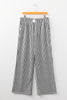 Black Stripe Elastic High Waist Pocketed Loose Pants