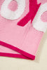 Pink XOXO Pattern Drop Shoulder Crewneck Valentines Sweater