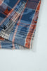 Ashleigh Blue Boho Floral Plaid Patchwork Distressed Detail Ruffled Sleeve Waffle Knit Shacket