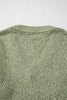 Jungle Green Loose Eyelet V Neck Drop Shoulder Sweater