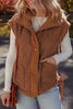 Beige Faux Fur Snap Button Front Knot Side Plush Vest with Pockets