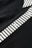 Black Plus Size Striped Cuffs Polo Collar Patchwork Long Sleeve Ruffle Hem Dress