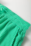 Bright Green Solid Corded Knit Short Sleeve T Shirt and Wide Leg Pants Set