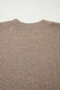 Simply Taupe Ribbed Knit Contrasted Stripe Detail Button Side Loose Sweater