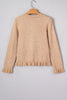Oatmeal Ruffle Trim Gold Button Sweater Cardigan