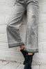 Gray Raw Hem Straight Leg Loose High Waist Jeans