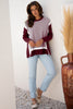 Green Stripe Color Block Patchwork Dolman Oversize Tunic Sweater