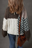 Purple Color Block Patchwork Knotted Back Loose Fit Sweater