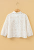 White Eyelet Embroidered Puff Sleeve Crop Shirt