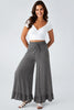 Jungle Green Ruffled Wide Leg Pull On High Waist Pants with Pockets