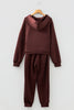 Chicory Coffee Button Drawstring Cropped Hoodie Jogger 2pcs Set