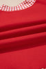 Racing Red Polka Dot Trim Baggy Pullover 2pcs Short Set