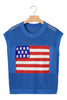 Sky Blue Flag Graphic Short Sleeve Sweater Top