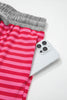 Rose Stripe Contrast Elastic Waist Casual Ribbed Shorts