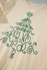Apricot Merry Christmas and Happy New Year Embroidered Holiday Slogan Sweatshirt